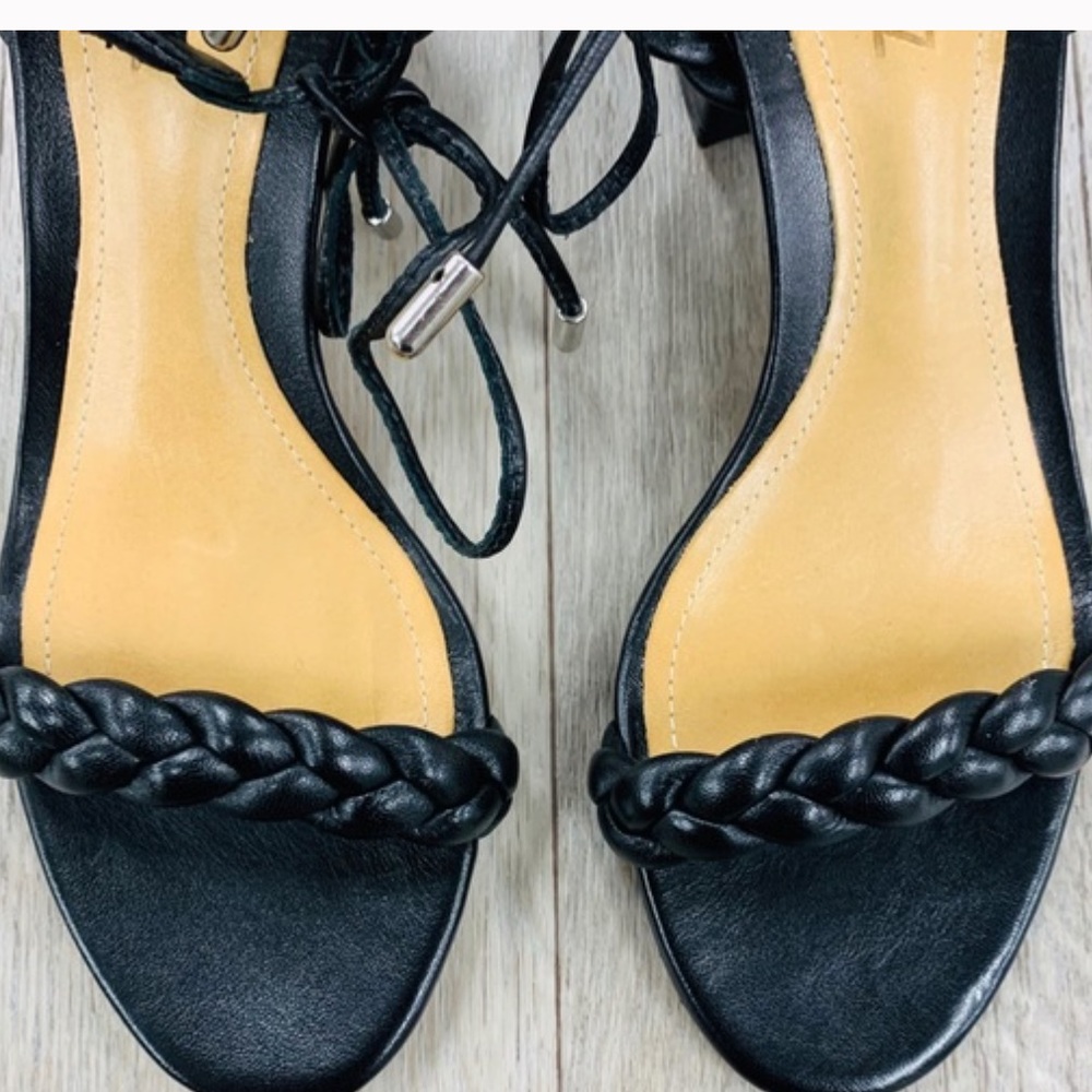 SCHUTZ Block Heel Leather Black Sandals - Picture 5 of 5